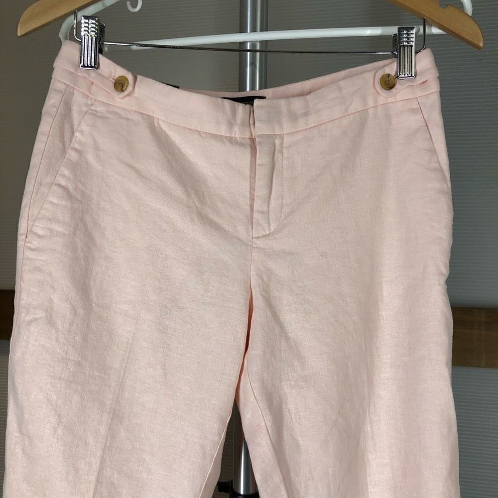Sz 4P NWT Banana REPUBLIC FCTY Avery Linen Blend‎ Mid Rise Straight Ankle Pants - Picture 4 of 7